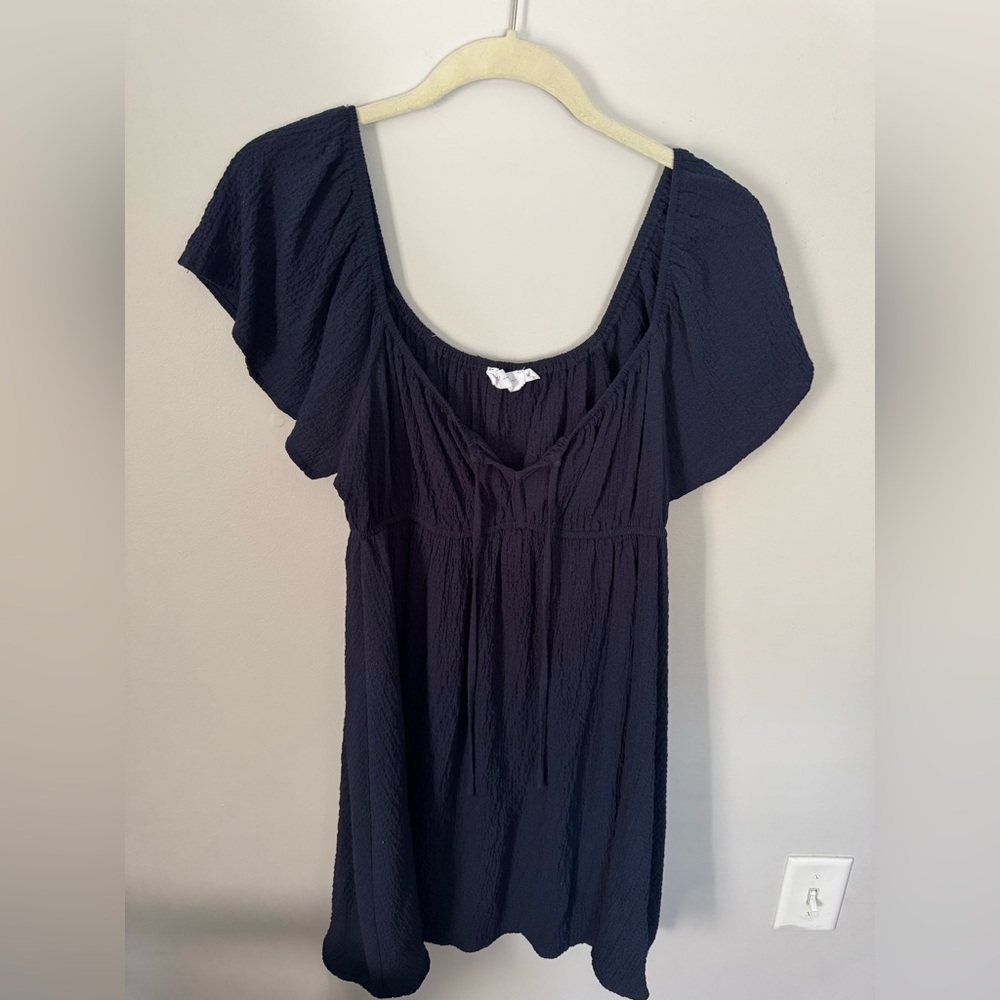 Stylish All in Favor Blue Dress with Flutter Sleeves